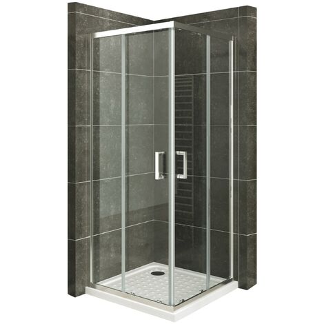 Duschkabine mit Schiebetüren Eckdusche mit Rollensystem aus ESG Glas 180 cm Hoch