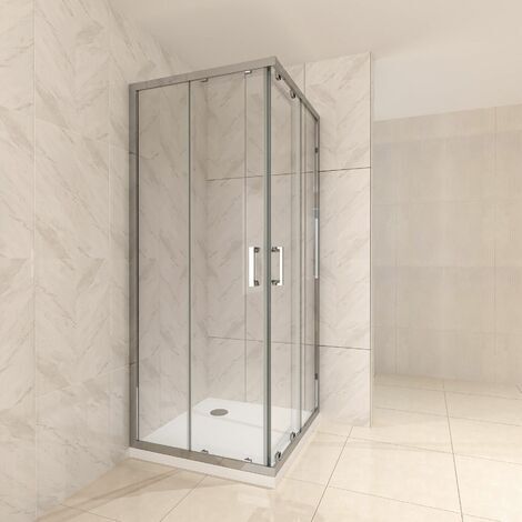 Duschkabine mit Schiebetüren Eckdusche mit Rollensystem aus ESG Glas 190cm Hoch 80x120