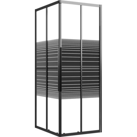 Duschkabine mit Streifen ESG 90x70x180 cm Schwarz