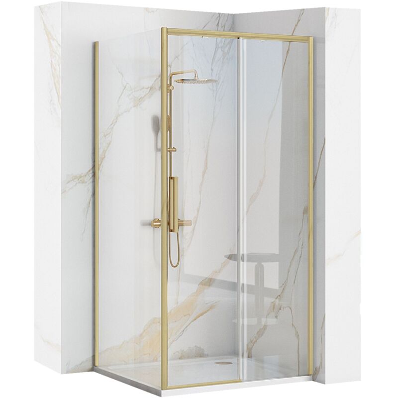 Rea Duschkabine Rapid Slide Gold Brush 100x100