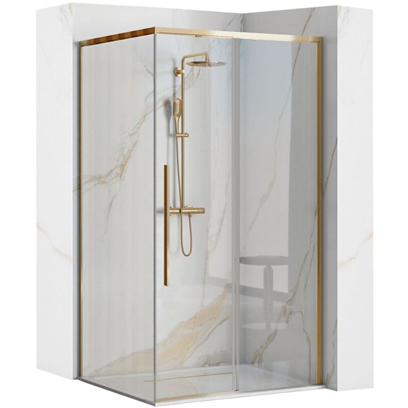 Rea - Duschkabine Solar 90x90 Gold + Duschtasse Savoy Black