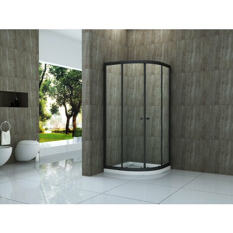 Duschkabine ST02 (schwarz) 80 x 80 x 190 cm ohne Duschtasse