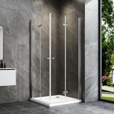 Duschkabinen 100 x 100 cm Falttür Eckeinstieg, Duschkabine 100x100 cm Eckeinstieg Drehfalttür Dusche Duschabtrennung mit 6mm ESG Sicherheitsglas Glas Duschwand, Dusche Falttüren Höhe: 185cm