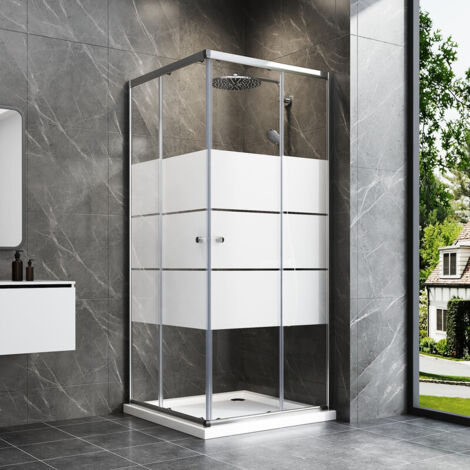 Duschkabinen 80 x 80 cm Schiebetür Eckeinstieg, Duschkabine 80x80 cm Eckeinstieg Duschabtrennung mit 6mm ESG Sicherheitsglas Glas Duschwand, Dusche Schiebetüren Höhe: 185cm