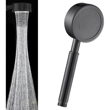 Duschkopf aus Edelstahl 304 mit wassersparender, druckverstärkender und kalkabweisender Funktion. Schwarzer Duschkopf fürs Badezimmer, Anti-Kalk-Duschkopf.
