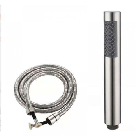 Duschkopf aus gebürstetem Edelstahl 304, tropffeste Handbrause mit Schlauch, silberfarben