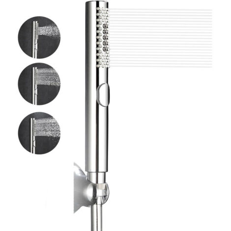 Duschkopf, Badezimmer-Duschköpfe, 3-Funktionen-Hochdruck-Duschkopf, Chrom-Finish, ABS-Gehäuse (Silber)