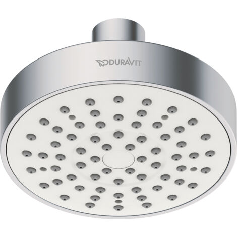 Duschkopf Duravit Universal, mit Strahlart Rain, rund (Ø 100 mm), im Winkel verstellbar, Chrom/Weiß