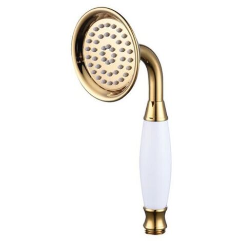 Duschkopf Handbrause Messing 1/2 Zoll, Universal Duschkopf, Wassersparende Regendusche, Gold