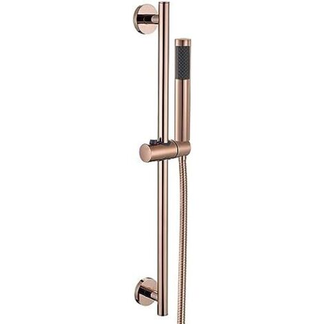 Duschkopf in Roségold mit Gleitstange, Handbrause aus Messing mit 59-Zoll-Schlauch, Duschset zur Wandmontage mit Gleitstange