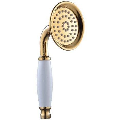 Duschkopf Messing Keramik Gold runde Handbrause Duschkopf kleine Dusche ohne Schlauch