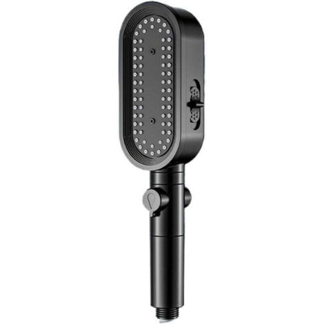 Duschkopf mit Stopptaste, XU, Hochdruck-Duschkopf, integrierte Filterkartusche, Badaccessoires, Handbrause mit 3 Modi (Schwarz) - KZQ