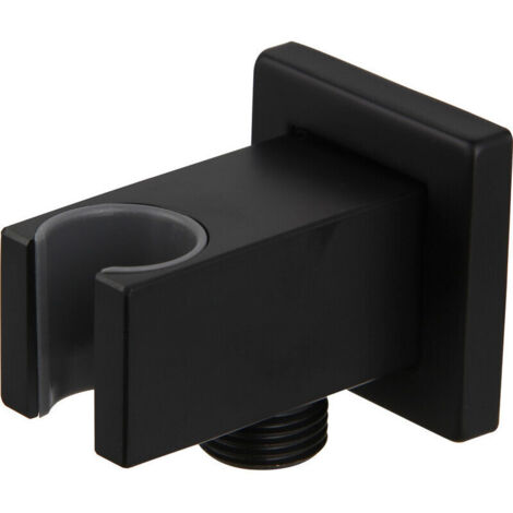 Duschkopfhalterung mit 1/2"-Wandanschlusswinkel, Messing, mattschwarz