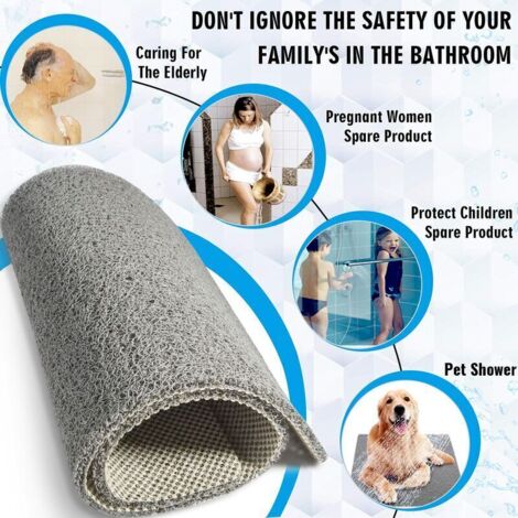 Duschmatte – 50 x 80 cm, grau, strukturierte, rutschfeste Badematte, PVC-Luffa-Duschmatte für Badezimmer, schnelltrocknend