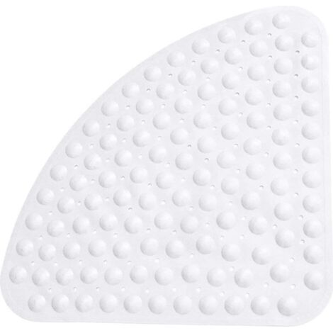 Duschmatte antidérapant tapis de bain Anti Dérapant Tapis Antibactérien quart de cercle Badewannenmatten Triangle de Massage avec Trou pour le quart de cercle de Douche ou Baignoire 54 x 54 cm