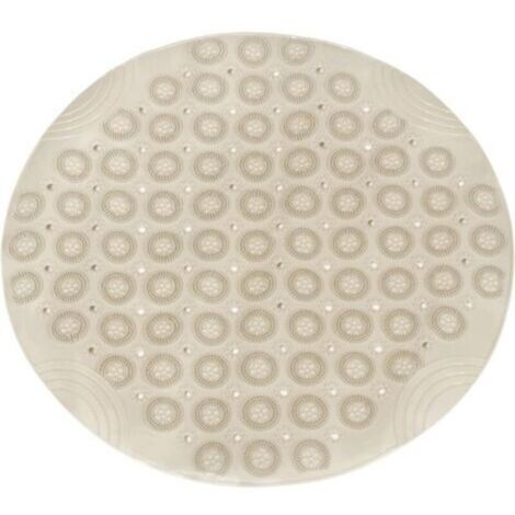 Duschmatte für Badewanne und Badewanne, 66 x 66 cm, rutschfeste, runde PVC-Duschmatte mit Abflusslöchern und Saugnäpfen, Khaki