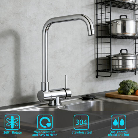 Duschparadies Küchen Wasserhahn L Form Design 360° Dreh 90° Klappfunktion Einhebel Armatur für innenöffnende Fenster Chrom