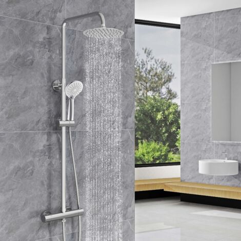 DUSCHPARADIES Rund-Regendusche Thermostat Duschset mit Handbrause