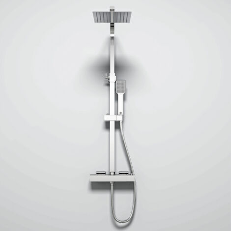 DUSCHPARADIES Thermostat-Duschsystem Edelstahl Quadrat-Design