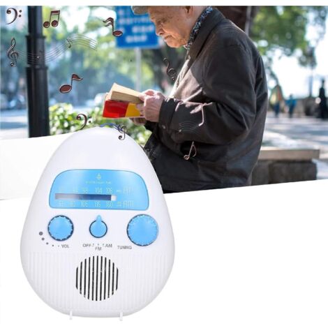 Duschradio, tragbares AM/FM-Duschradio mit Haken, wasserdichter Life-Audio-Lautsprecher, Badezimmer-Duschradio, einstellbare Lautstärke, Batterie zur Stromversorgung des Badezimmers im Freien und im I