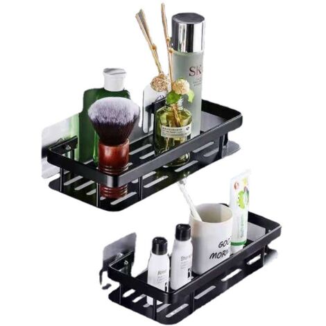 Duschregal ohne Bohren Duschregal Edelstahl 2 Ebenen Badezimmerregal Duschregal ohne Bohren Shampooregal Duschregal, Bad & WC (schwarz)