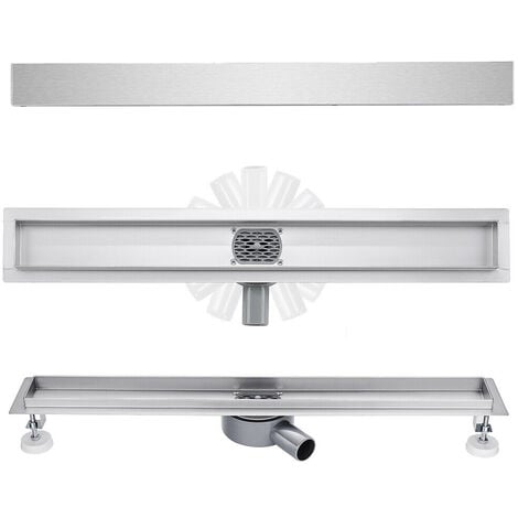 Duschrinne 70 cm Befliesbar 360 Grad Sehr Flach Edelstahl Bodenablauf Siphon mit Geruchsstop Größen 30cm -100 cm Ablaufrinne für Badezimmer Duschablauf Komplettset