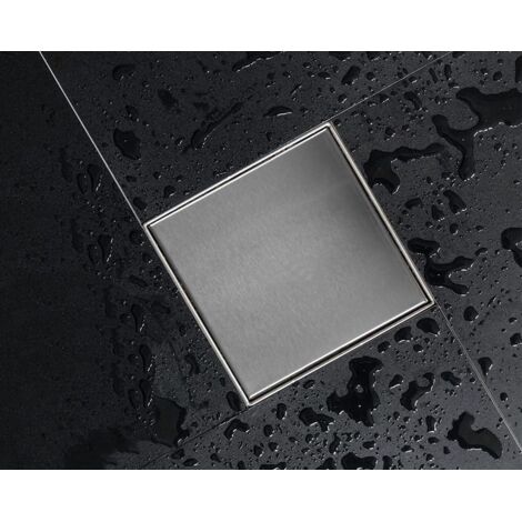 Duschrinne Ablaufgarnitur Edelstahl QUAD Flach Bodenablauf Ablaufrinne Duschablaufrinne verchiedene Größen Befliesbar Siphon mit Geruchsstop +25x25cm / 250x250mm