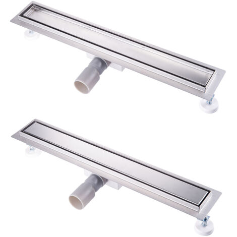 Duschrinne komplettset 60cm, Siphon mit Geruchsstop und Haarsieb Duschrinne Komplettset Edelstahl Bodenablauf für Duschkabine Duschwand - Befliesbar