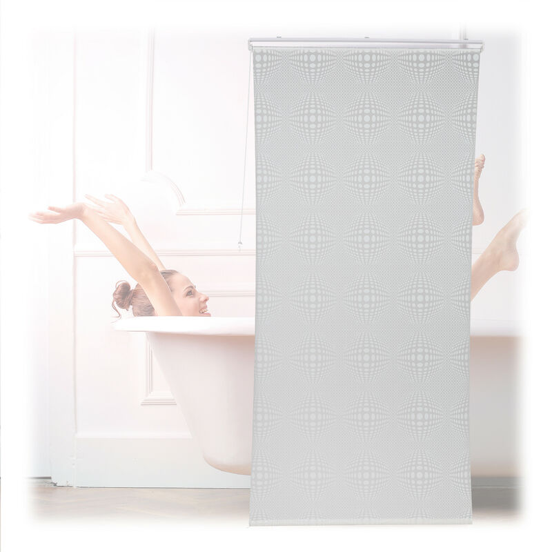 Duschrollo, Semitransparenter Badvorhang, Badewanne U. Dusche, 120x240cm, Wasserabweisend, Deckenmontage, Weiß - Relaxdays