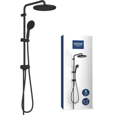 Duschsäule mit manuellem Umsteller - Wassereinsparung - GROHE Vitalio Start System 250 - Matt Schwarz - 266802431