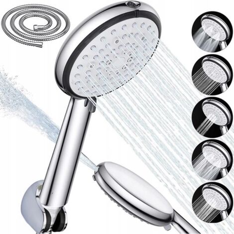 Duschset: Handbrause mit Schlauch und Griff, 6 Strahlarten
