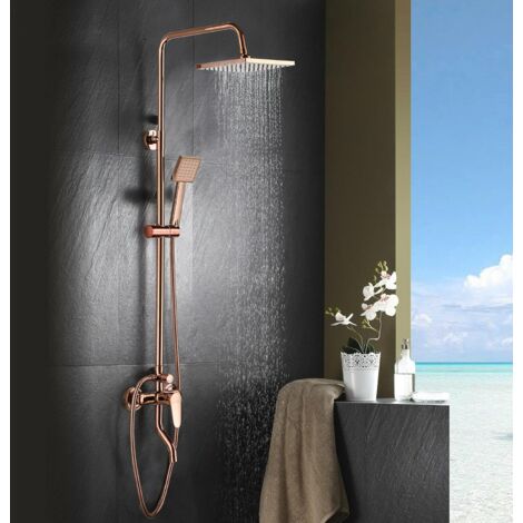 Duschset Handbrause Regenbrause Kopfbrause Mischbatterie Duschsystem Roségold