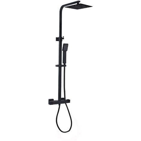 Duschset Levu Duschsystem Duscharmatur mat Schwarz Regendusche k