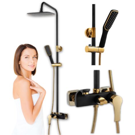 Duschset S-1157 Schwarz/Gold