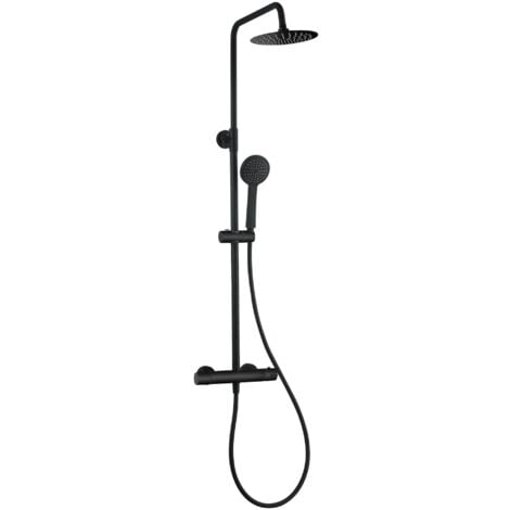 Duschset Samar Duschsystem Duscharmatur mat Schwarz Regendusche