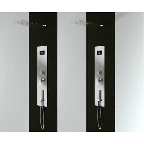 Duschset zum Einbau mit 4-Funktions-Armatur, Edelstahl-Duschkopf 2 mm mit Regen- und Wasserfallfunktion, Hydromassage + Handbrause (nicht elektrisch)