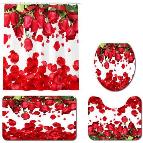 【Duschset】Polyester – Duschvorhang (180 x 180 cm) und WC-Sitzbezug (37 x 42 cm) – Leuchtende und langlebige Farben