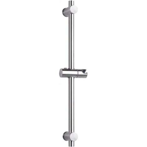 Duschstange aus Edelstahl 304, Modell XU, mit höhen- und winkelverstellbarer Befestigung, Oberfläche aus gebürstetem Edelstahl und poliertem Chrom, 66 cm – KZQ