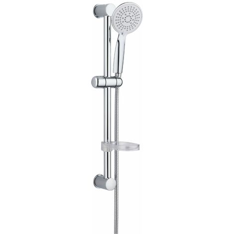 Duschstange mit Dusche 5 Düsen und Seifenschale Damast 12529 Chrom