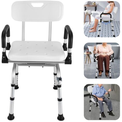 Duschstuhl Höhenverstellbar Drehbarer Duschhocker Duschstuhl 180 kg/396,83 lbs