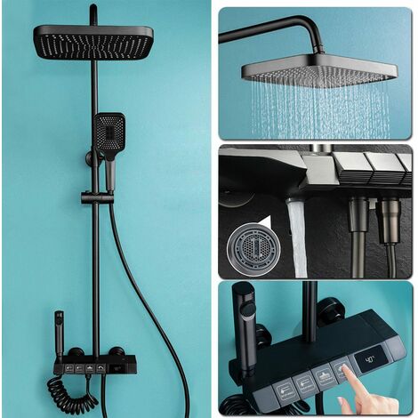 Duschsystem 30cm Regendusche Duscharmatur Duschbrause 86-120cm Duschsäule Duschset, 3 Strahlart, Brausegarnitur Dusche mit Badewannenarmatur fü Bad