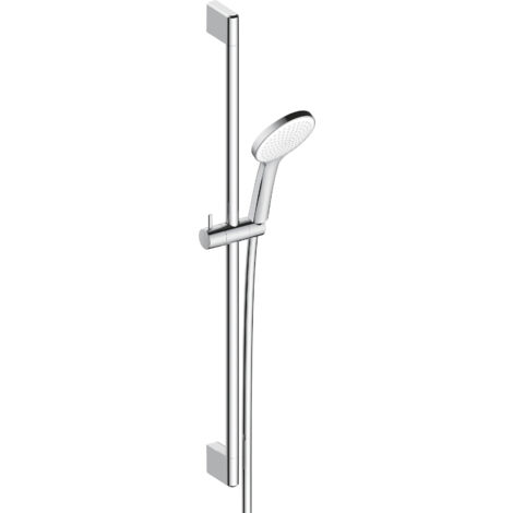 Duschsystem Duravit Universal 700 mm, höhenverstellbare Handbrause, Strahlart Rain, Brauseschlauch mit Verdrehschutz, Chrom/Weiß
