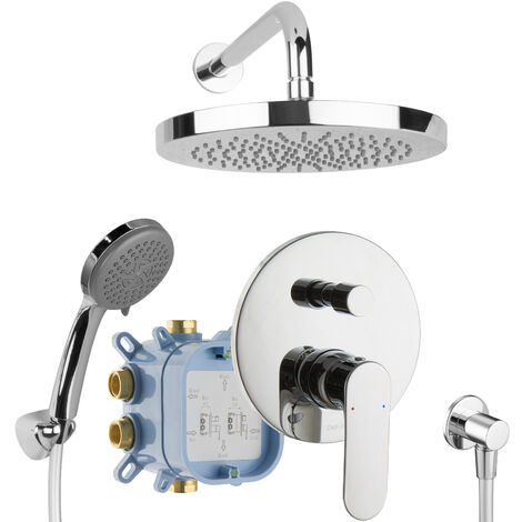 Duschset weiß Chrom Regendusche Duschsystem unterputz Komplett Set PaulGurkes