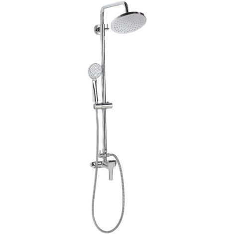 BWE Duschsystem Mit Einhandbedienung - Chrom, Mit 6 Zoll Regendusche & Handbrause, 360° Drehbar, Für Wandmontage