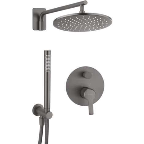 Duschsystem Unterputz mit Regendusche und Armatur ARNIKA-30 titanium, B/H/T: 25/130/21 cm
