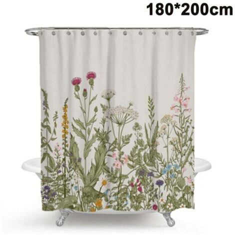 Duschvorhänge Anti-Schimmel, Anti-Bakterien, Waschbarer Badvorhang Polyestergewebe mit 12 Duschvorhangringen 180cm × 200cm