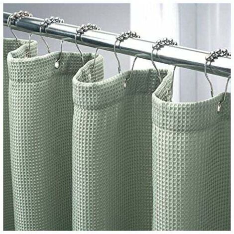 Duschvorhang, 180 x 180 cm, salbeigrün, Waffelstruktur, wasserabweisendes Material, 12 Metallösen, hochwertiges Polyester, strapazierfähig, salbeigrün