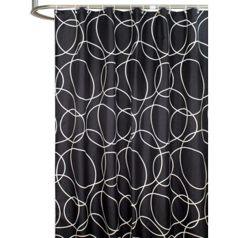 Duschvorhang – 180 x 180 cm – Wasserdicht – Schwarz – Modern