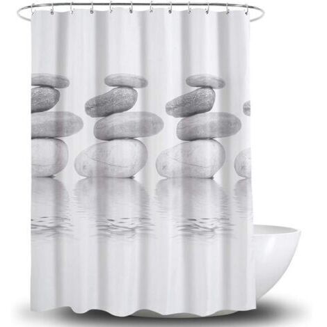 Duschvorhang - Antibakteriell - Schimmelresistent und wasserabweisend - Polyester - 180 x 180 cm - Grau - Pebble (grau)