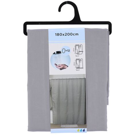 Duschvorhang aus polyester 180x200cm 12 ringe pp - grau - Tendance